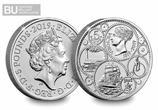 2019 £5 Five Pounds Coin, 200th Anniversary Birth of Queen Victoria BU Blue Card
