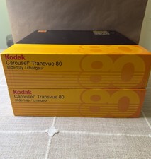 Set Of 2 Kodak Carousel Transvue 80 Slide Trays Vintage Film Projector Clean Box