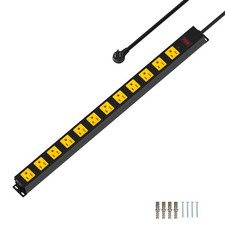 Metal 12 Outlet Mountable Power Strip, 2100J Surge Protector with Heavy Duty ...