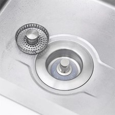 Stainless Steel Kitchen Sink Drain Strainer Pop-Up Basket Waste Plug