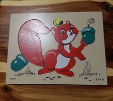SIFO Wood Wooden Puzzle Red Squirrel with Acorn arn Artist VINTAGE COMPLETE