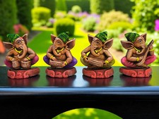 Handcrafted Ganesha Statue Set of 4 Musical Theme Ethnic Indian Decor