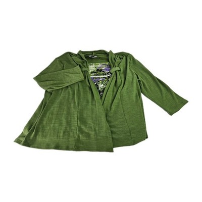 Notations Petite Ruffle Tank Twinset Women PXL Green Purple Ruched Cardigan New