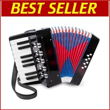 Beginner-Friendly 17-Key Accordion for Kids - 8 Bass, Stylish Black Design