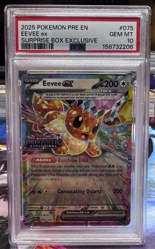 Pokémon TCG Prismatic Evolutions Eevee 075/131 Stamped Surprise Box Promo PSA 10