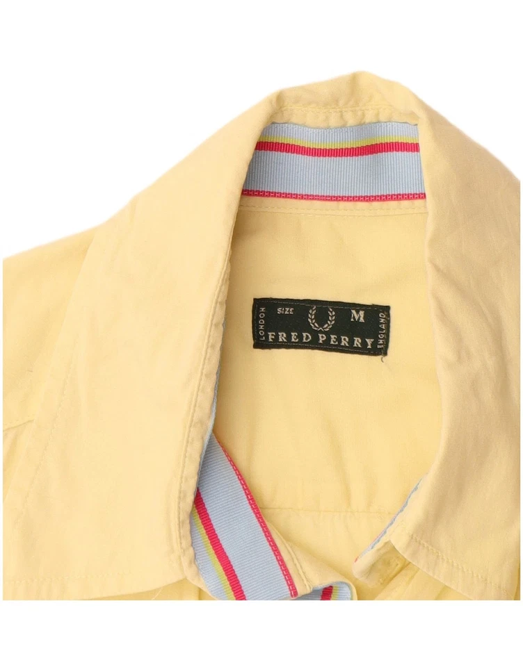 Camisa sin mangas para mujer FRED PERRY UK 12 mediana amarilla algodón KG18 Foto 3 de 3