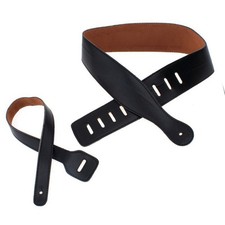 Guitar Leather Strap Black Hand Stitched Edge Adjustable Length Universal BX5