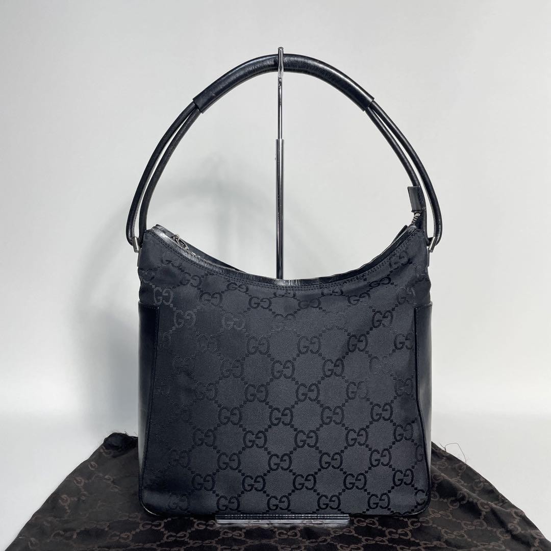 Gucci GG Black Nylon Handbag 9.1 x 10.2 Inches Pre-Owned