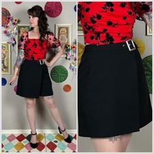Vintage 1980s Black High Waist Mini Wrap Skirt  26" Waist