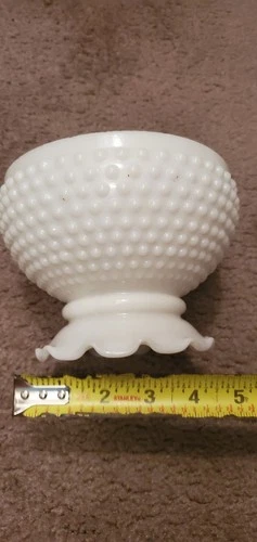 2 Vintage Hobnail  Lamp Shade Milk Glass Ruffled 7 3/4"