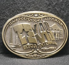 XD19120 VINTAGE 1986 TEXAS INDEPENDENCE ASSOCIATION SESQUICENTENNIAL BELT BUCKLE