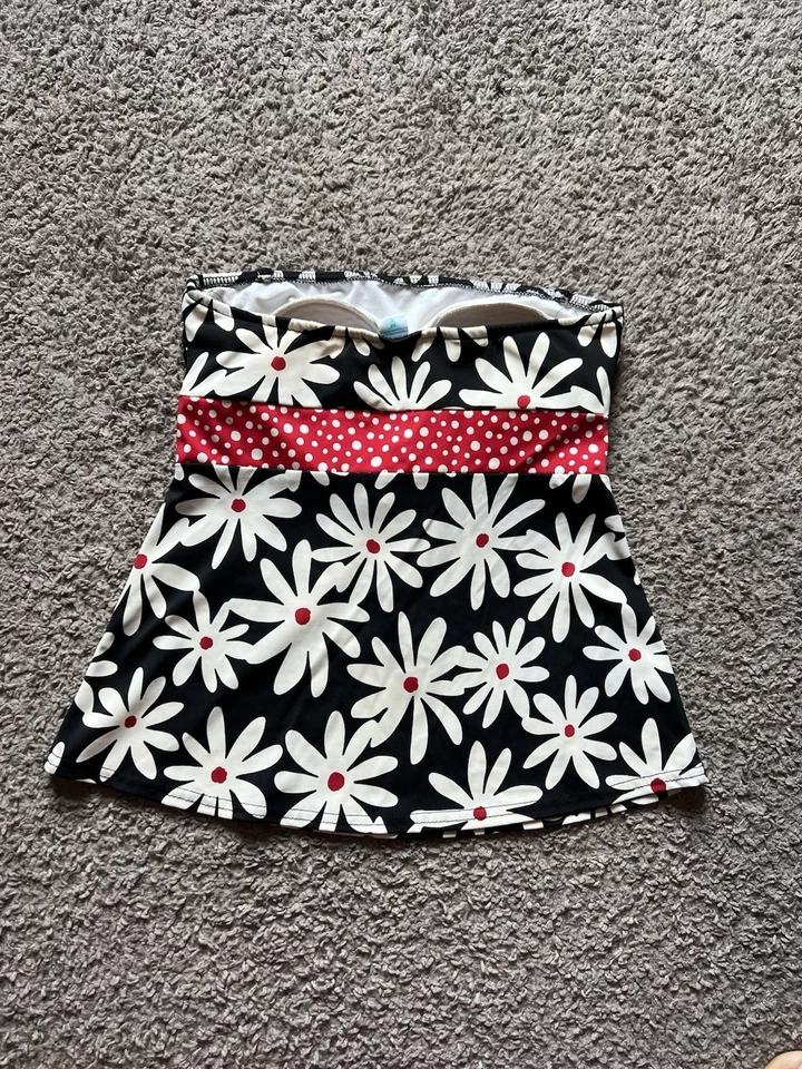 Vintage Y2K 90s Bathing Suit Top Medium Floral Polka Dot Tube Retro Mod Cyber - Image 4 of 4