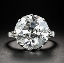 Wonderful Old European-Cut White 5.00CT Sapphire Solitaire Engagement Ring