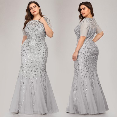 silver formal dresses plus size