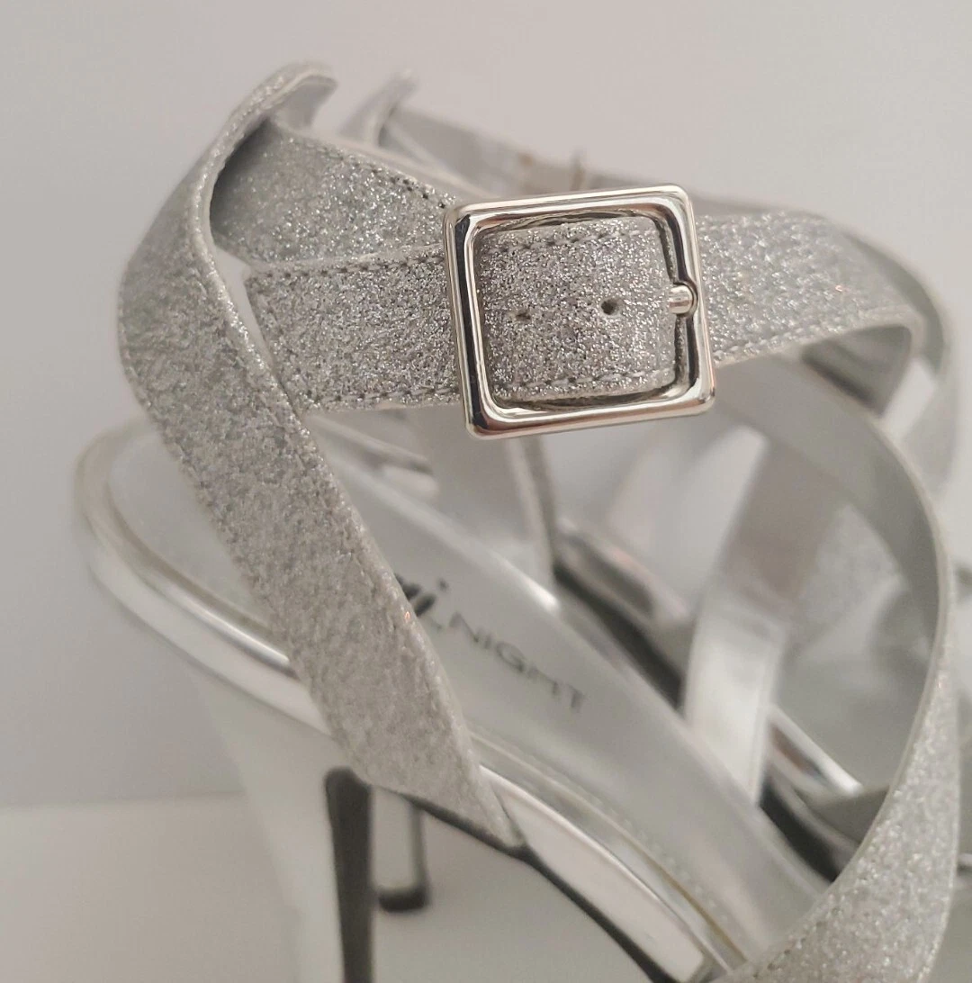 Fioni Night Lolita Silver Womens Shoes Size 6.5 High Heels Sparkly