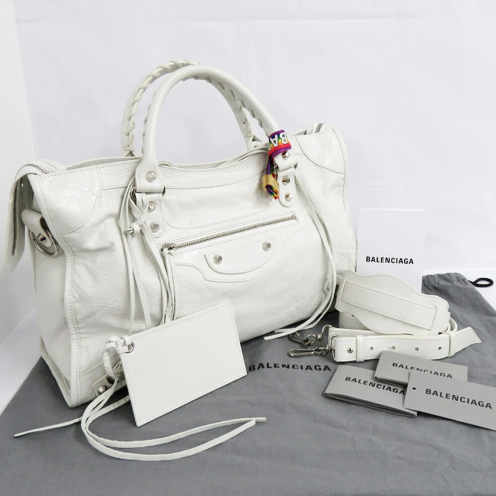 White balenciaga top city bag