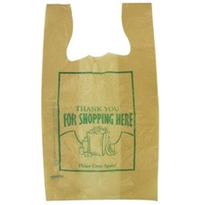 Inteplast Touch-N-Go Plastic Tote Bag Tan, 1/5 BBL | 1000/Case