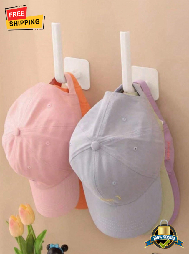 2 Pcs No-Drill Wall-Mount Cap Rack - Multi-Functional Cap & Accessory Organizer