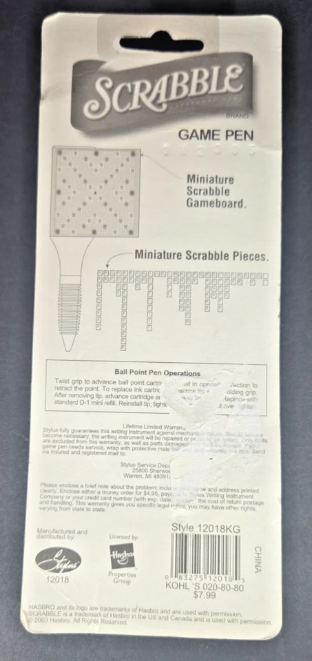 2003 Scrabble Game Pen NEW IN DAMAGED PACKAGE - Image 3 of 4