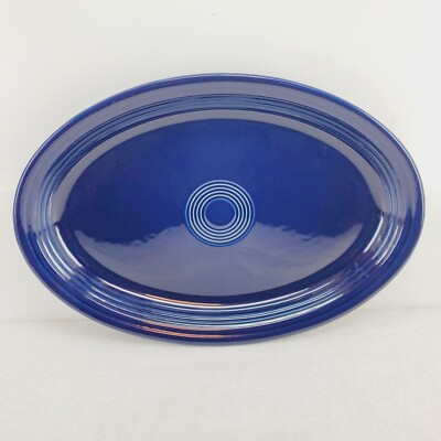 FIESTA rare OVAL nop EXTRA LARGE ham TURKEY PLATTER cobalt blue 15 1/2'' VHTF