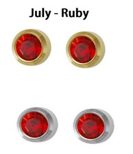 Stainless Birthstone Stud Earrings Hypoallergenic Ear Piercing Bezel Round 4mm