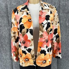 Vintage Alfred Dunner Long Sleeve Women Floral Tropical Beach Blazer Jacket 14P