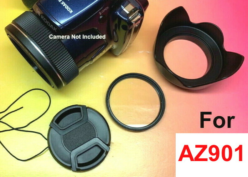 AZ901:FLOWER HOOD+UV FILTER+LENS CAP fits DIRECTLY TO CAMERA KODAK