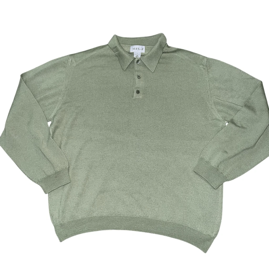 ALFANI 100% Wool Green Collared Sweater Size L