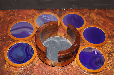 Super Beautiful Excellent Purple Agate Coaster Set 7 pieces