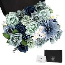 Artificial Flowers Combo Box Fake Silk Foam Flower Mix with Wire Stem DIY Wed...