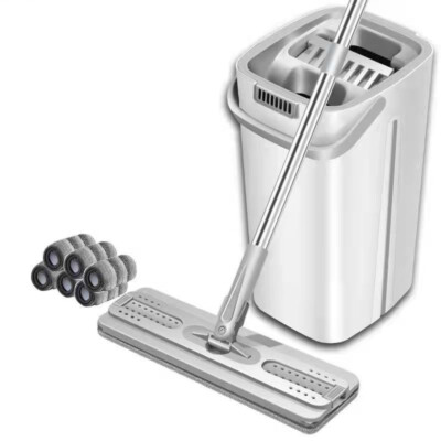 Bodenwischer Wischmop Mopp und Eimer Set Wischbezug 6 Mikrofaserpad Putzlappe
