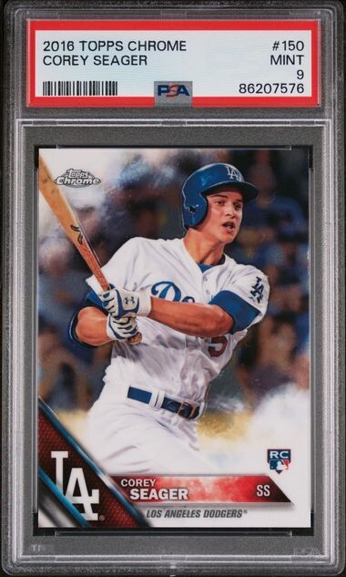 2016 Topps Chrome #150 Corey Seager RC PSA 9 MINT Los Angeles Dodgers Rookie ROY