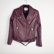Iro Jone Leather Moto Jacket In Burgundy Small