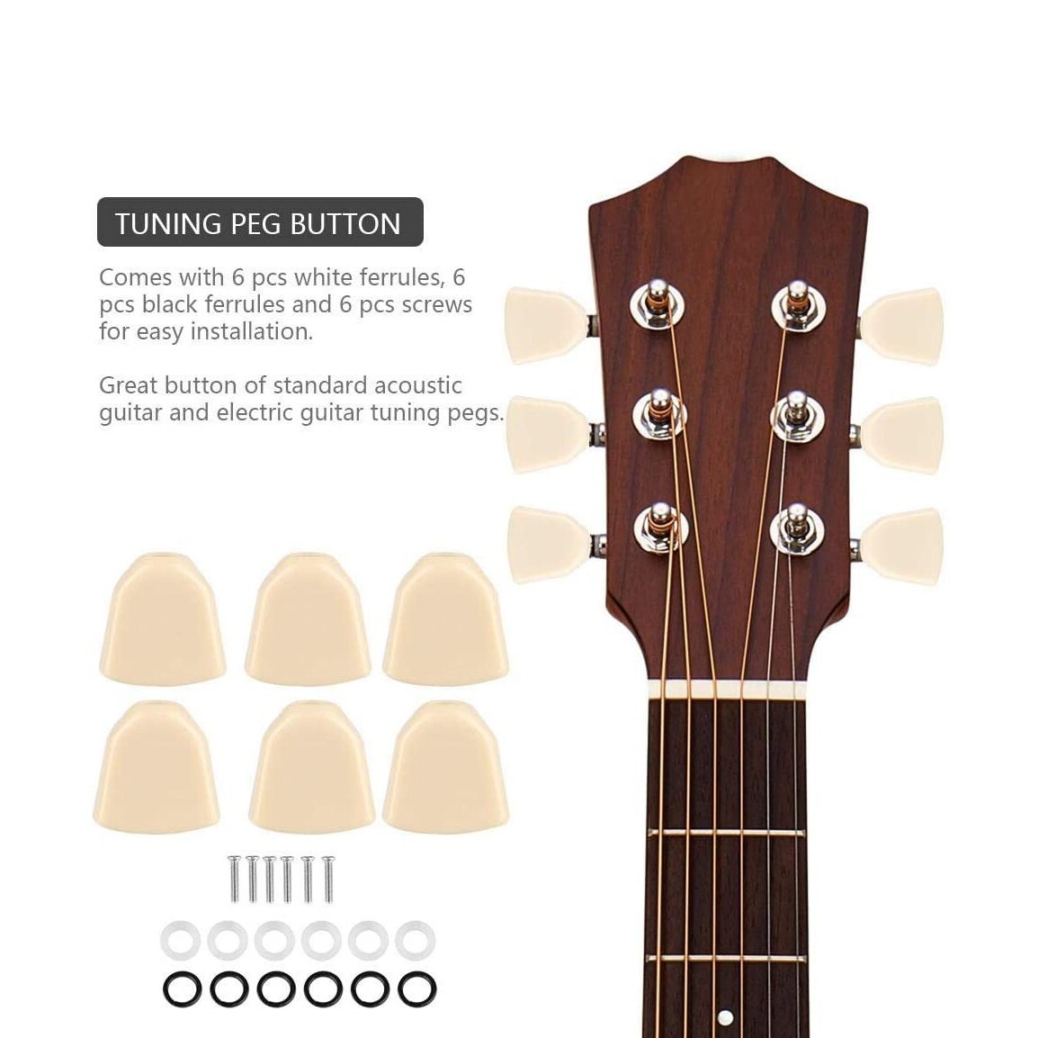 6Pcs Cream Retro Trapezoid Plastic Guitar Tuning Peg Tuners Machine Heads Button