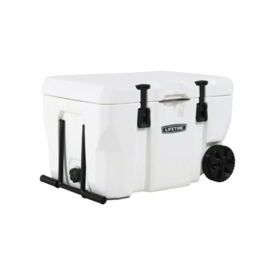 Lifetime Wasatch Series 55 Qt. Rolling Cooler, Arctic White, 60-Can Capacity