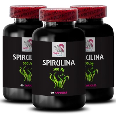 Super algae supplement - SPIRULINA - Detox wellness mix, 3 Bottle 180 Caps
