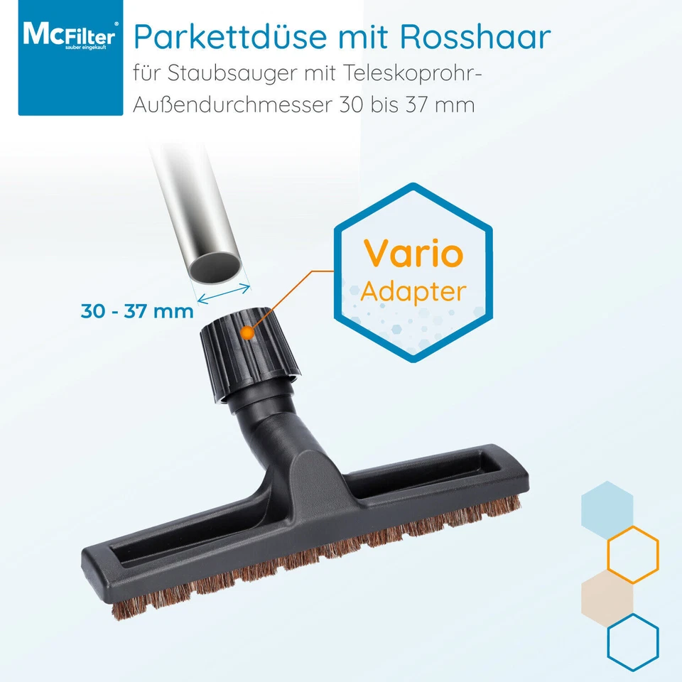 Parkettdüse Staubsaugerbürste Rosshaar mit 2 Bürsten universal 30 - 37 mm - Bild 2 von 4