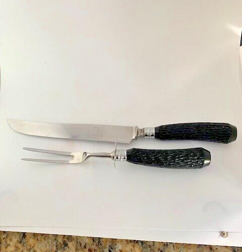 Jernbolaget Eskilstuna TRANCHIERSET - Edelstahl GABEL & MESSER mit Horngriffen - Bild 1 von 10