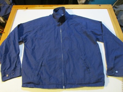 VAN CORT ACTIVE OUTER WEAR VINTAGE 1970s ZIP JACKET LG BLUE 2 BUTTON COLLAR