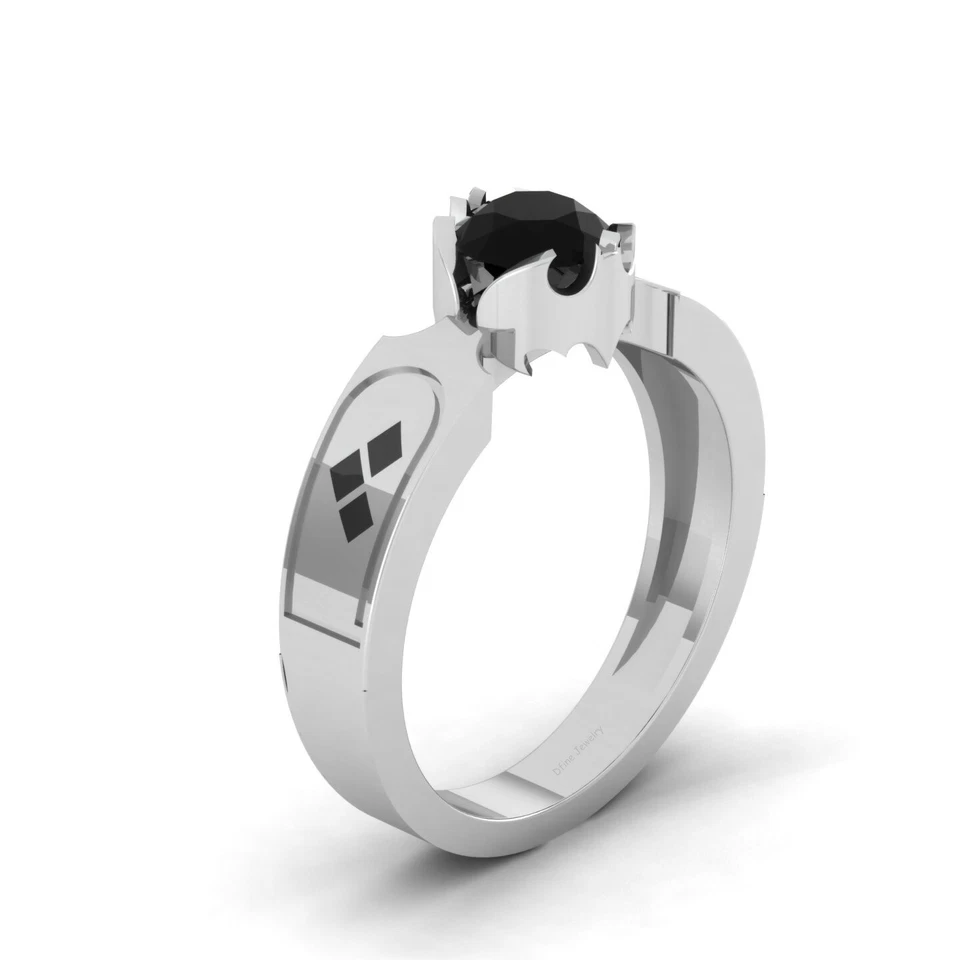 Bat Matching Wedding Ring Set His and Hers Couple 925 Sterling Silver Black Onyx - Изображение 3 из 4