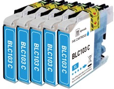 5PK CYAN Ink Compatible with Brother LC103XL MFC-J470DW MFC-J870DW MFC-J650DW
