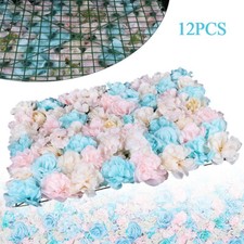 12Pcs Artificial Rose Hydrangea Flower Wall Panels Hall Home Wedding Venue Decor