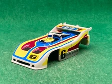 AURORA AFX PORSCHE 510-K BODY, WHITE/YELLOW/MAROON/BLUE #6, NEW OLD STOCK