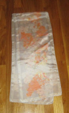 Vintage Vera Gray Peach Watercolor Floral 100 Silk Oblong Scarf 52"