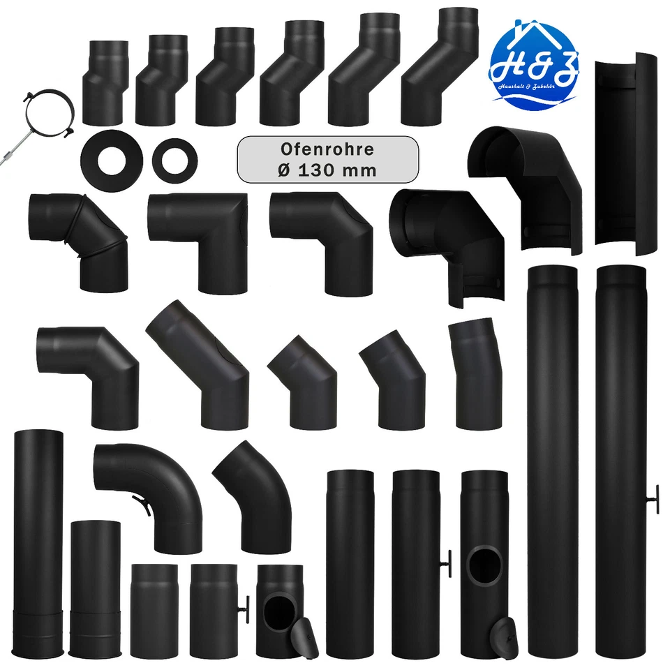 LANZZAS Tubo de humo tubo de horno Ø 130 mm extensión arco extensión juego de tubos de reducción