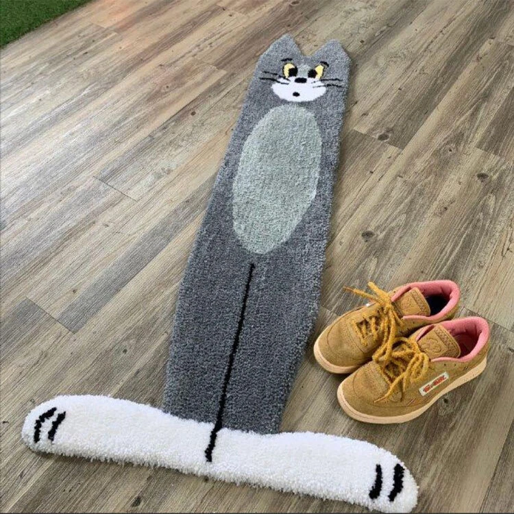 Stairs Cartoon Carpet Unique Tom Cat Shape Flat Rug Floor Mats Soft Room Rug - Picture 16 of 17