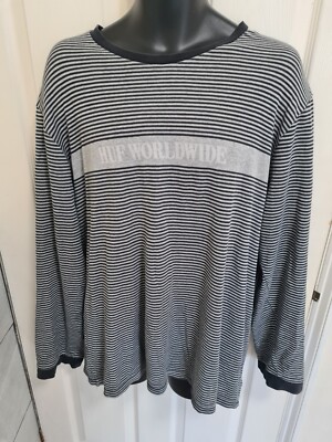 Huf Worldwide Pullover gestreift schwarz und grau XXL 100% Baumwolle