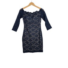 New Teeze Me Lace Bodycon Off Shoulder Mini Dress size 7 Blue