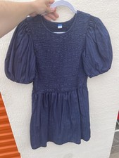 Old Navy Navy Blue Puff Sleeve Dress Medium 100% cotton