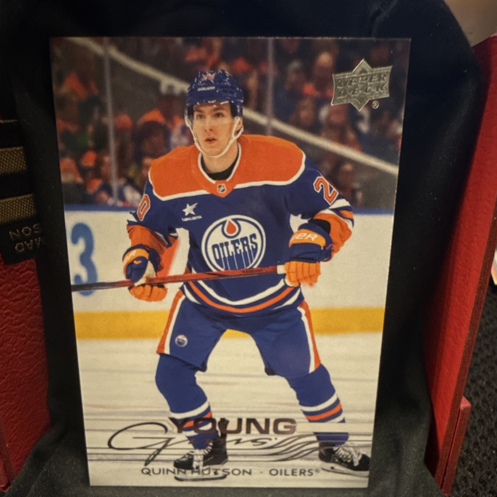 Upper Deck 2025-26 Series 1 Young Guns Quinn Hutson #224 Rookie Oilers